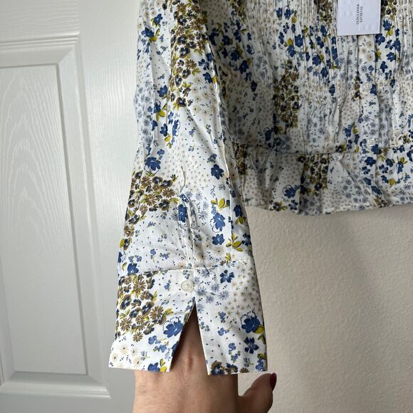 NWT Women's Floral Print Long Sleeve Ruched Button-Up Reese Bulstein Xs #497 - Picture 7 of 12